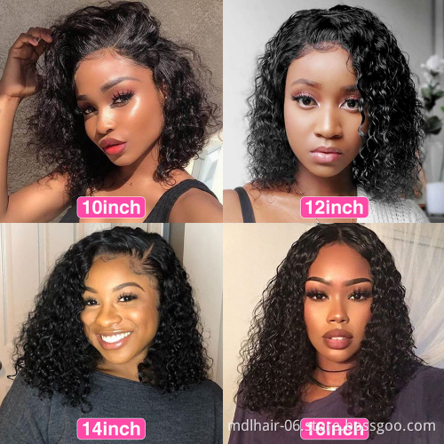 Short Curly Bob Lace Front Human Hair Wigs With Baby Hair Brazilian 13x4 Lace Front Wig For Women Deep Wave Wig Pre Pluck
